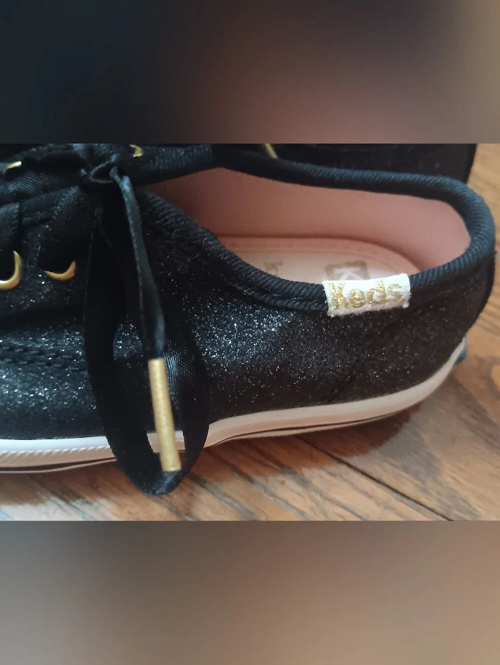 Keds x Kate Spade Champion Glitter Kids Sneakers – Black Sparkle – Size 7M
